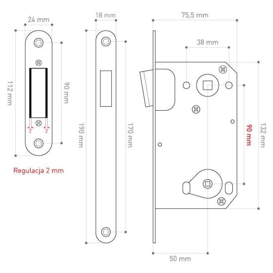 Broasca magnetica crom satin 90/50 WC