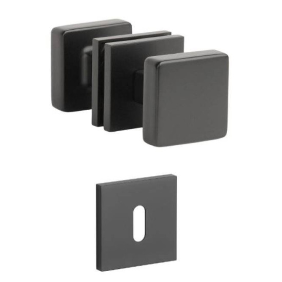 Butoni Quadro ( MORA ) negru mat cu rozeta cheie