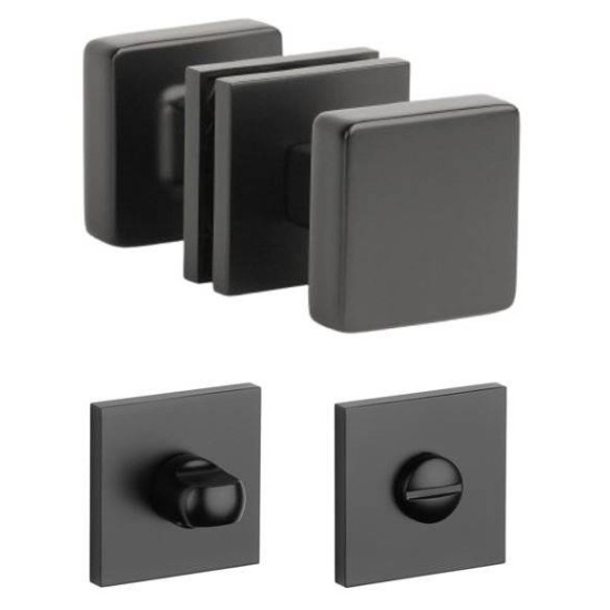 Butoni Quadro ( MORA ) negru mat cu rozeta wc Butoni Quadro ( MORA ) negru mat cu rozeta wc