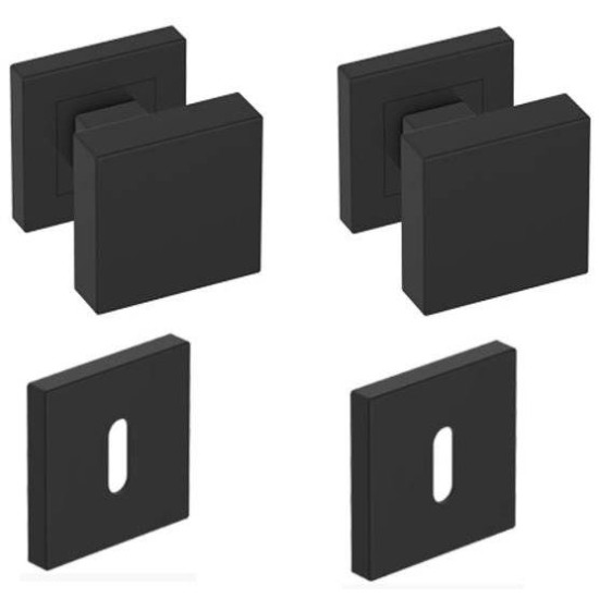 Butoni Topaz mobili negru mat cu rozeta cheie