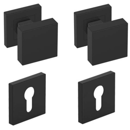 Butoni Topaz mobili negru mat cu rozeta yala