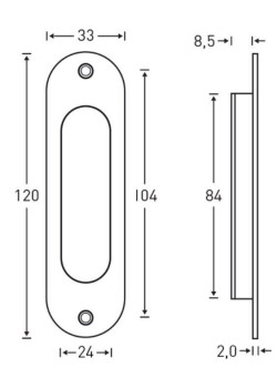 Maner ingropat oval crom lucios Maner ingropat oval crom lucios