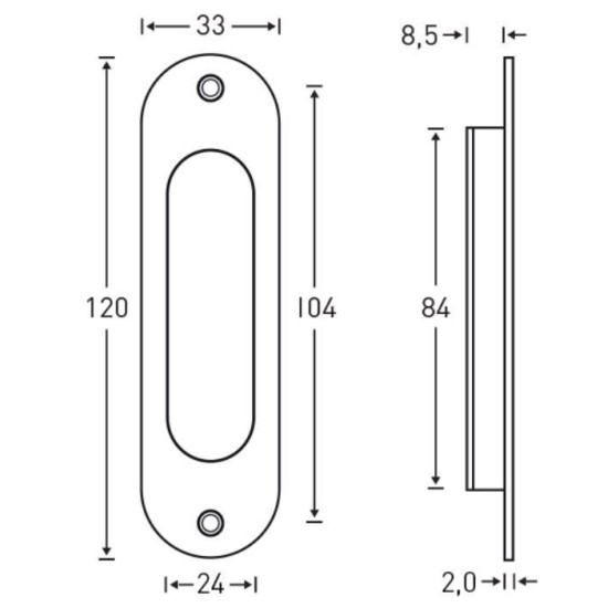 Maner ingropat oval crom satin