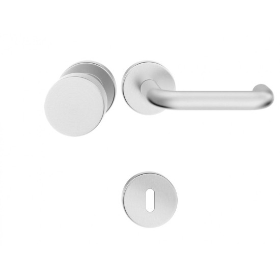 Manere usi + buton fix Rondo 2 (Jowisz) inox rozeta cheie Manere usi + buton fix Rondo 2 (Jowisz) inox rozeta cheie