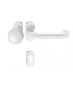 Manere usi + buton fix Rondo (Jowisz) inox rozeta ovala yala Manere usi + buton fix Rondo (Jowisz) inox rozeta ovala yala