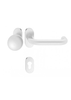 Manere usi + buton fix Rondo (Jowisz) inox rozeta ovala yala