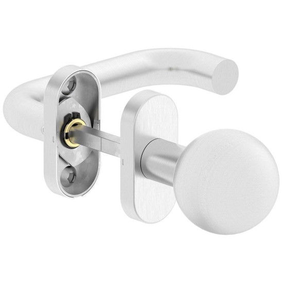 Manere usi + buton fix Rondo (Jowisz) inox rozeta ovala yala Manere usi + buton fix Rondo (Jowisz) inox rozeta ovala yala