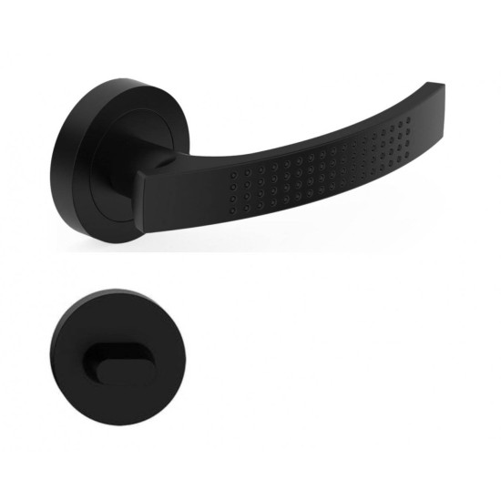 Manere usi Astra negru mat cu rozeta wc Manere usi Astra negru mat cu rozeta wc