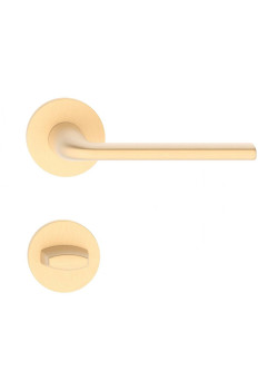 Manere usi Bella R auriu satin cu rozeta wc Manere usi Bella R auriu satin cu rozeta wc