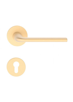 Manere usi Bella R auriu satin cu rozeta yala Manere usi Bella R auriu satin cu rozeta yala