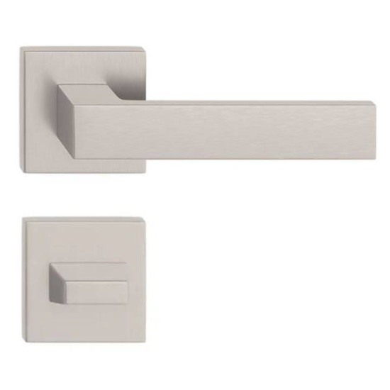 Manere usi Cube nichel satin cu rozeta wc Manere usi Cube nichel satin cu rozeta wc