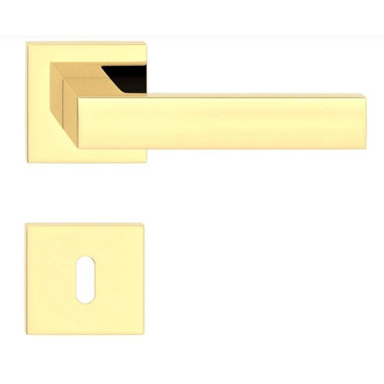 Manere usi CUBE slim auriu lucios cu rozeta cheie