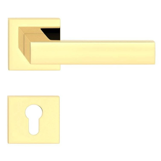 Manere usi CUBE slim auriu lucios cu rozeta yala Manere usi CUBE slim auriu lucios cu rozeta yala