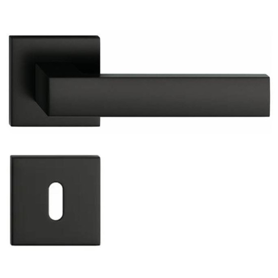 Manere usi Cube slim negru mat cu rozeta de cheie
