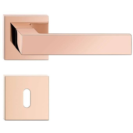 Manere usi Cube Rose Gold cu rozeta cheie Manere usi Cube Rose Gold cu rozeta cheie