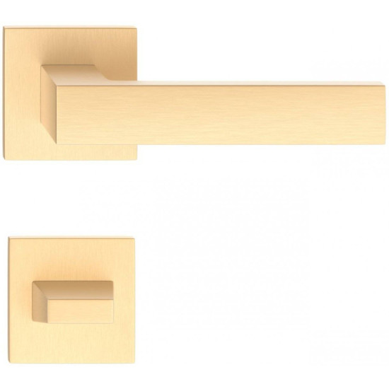 Manere usi CUBE slim auriu satin cu rozeta wc Manere usi CUBE slim auriu satin cu rozeta wc