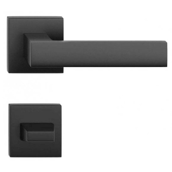 Manere usi Cube slim negru mat cu rozeta wc Manere usi Cube slim negru mat cu rozeta wc