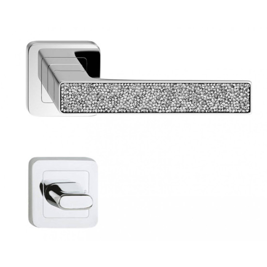 Manere usi Deco crom lucios cristale albe cu rozeta wc