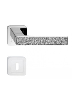 Manere usi Deco crom lucios cristale albe cu rozeta cheie