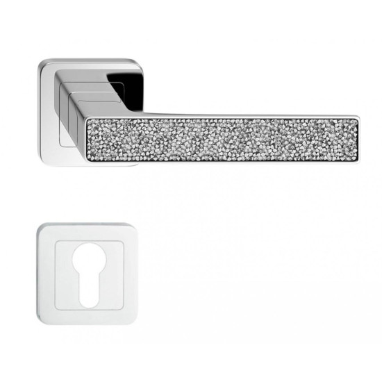 Manere usi Deco crom lucios cristale albe cu rozeta yala