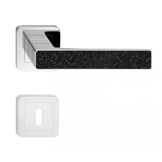 Manere usi Deco crom lucios cristale negre cu rozeta cheie