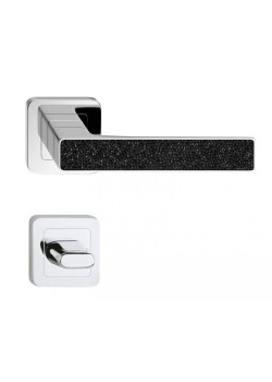 Manere usi Deco crom lucios cristale negre cu rozeta wc