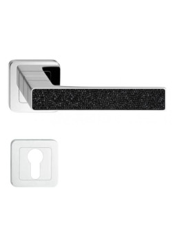 Manere usi Deco crom lucios cristale negre cu rozeta yala