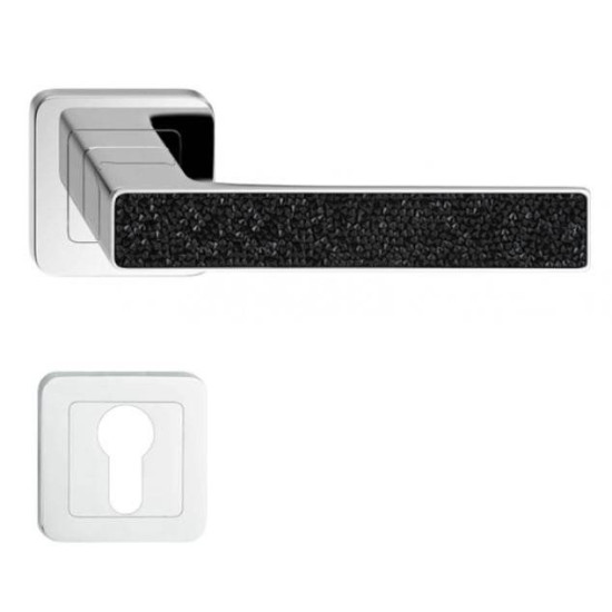 Manere usi Deco crom lucios cristale negre cu rozeta yala