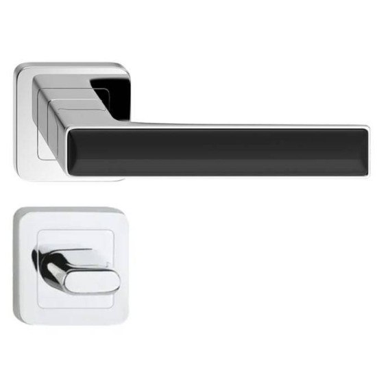 Manere usi Deco crom lucios decor negru lucios cu rozeta wc