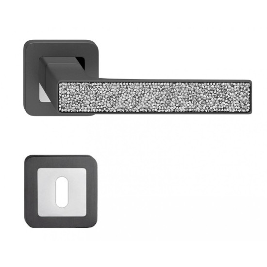 Manere usi Deco grafit cristale albe cu rozeta cheie