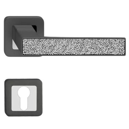 Manere usi Deco grafit cristale albe cu rozeta yala