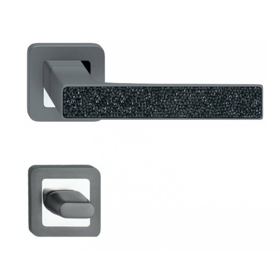 Manere usi Deco grafit cristale negre cu rozeta wc