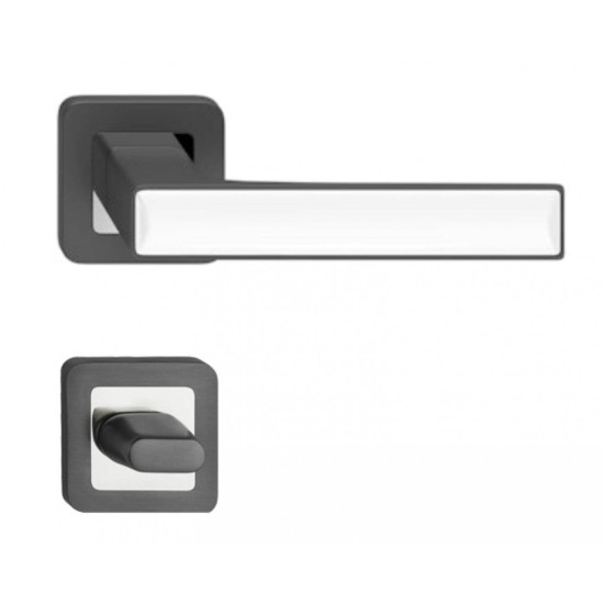 Manere usi Deco grafit decor alb cu rozeta wc Manere usi Deco grafit decor alb cu rozeta wc