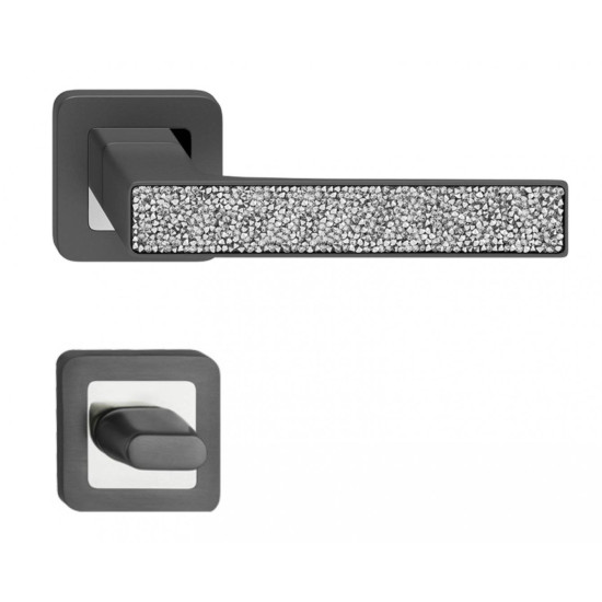 Manere usi Deco grafit cristale albe cu rozeta wc