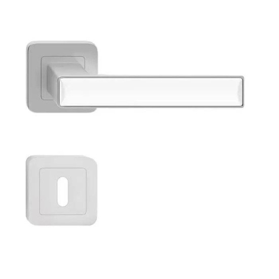 Manere usi Deco nichel decor alb cu rozeta cheie