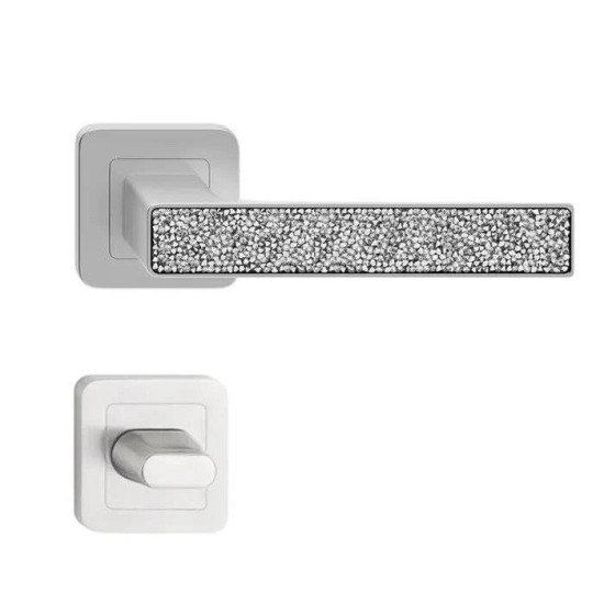 Manere usi Deco nichel cristale albe cu rozeta wc