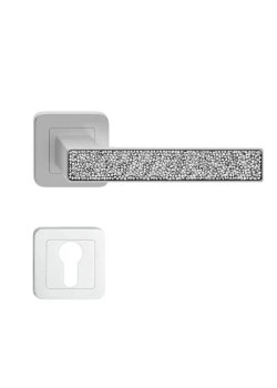 Manere usi Deco nichel cristale albe cu rozeta yala