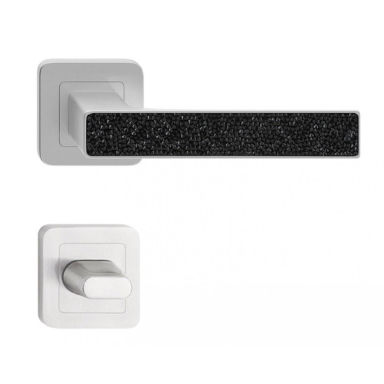 Manere usi Deco nichel cristale negre cu rozeta wc