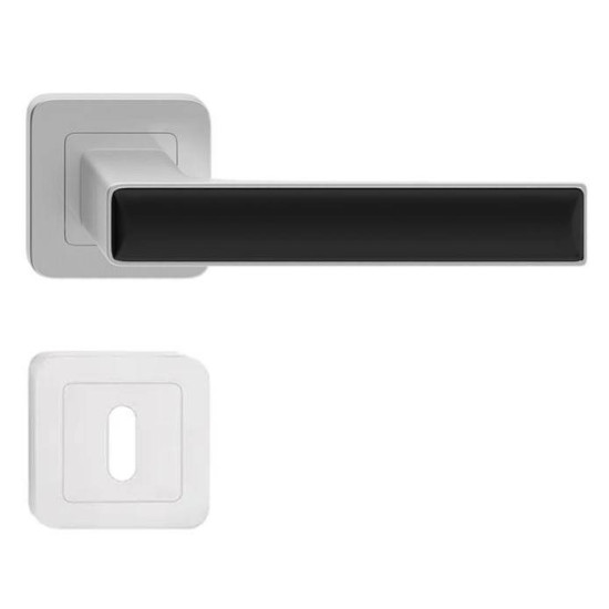 Manere usi Deco nichel decor negru cu rozeta cheie Manere usi Deco nichel decor negru cu rozeta cheie