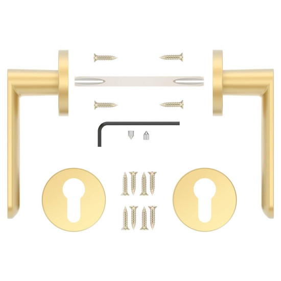 Manere usi DORO ( COMFY ) auriu mat cu rozeta yala Manere usi DORO ( COMFY ) auriu mat cu rozeta yala