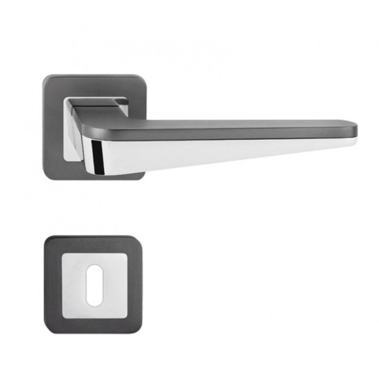 Manere usi DUO crom - grafit cu rozeta cheie