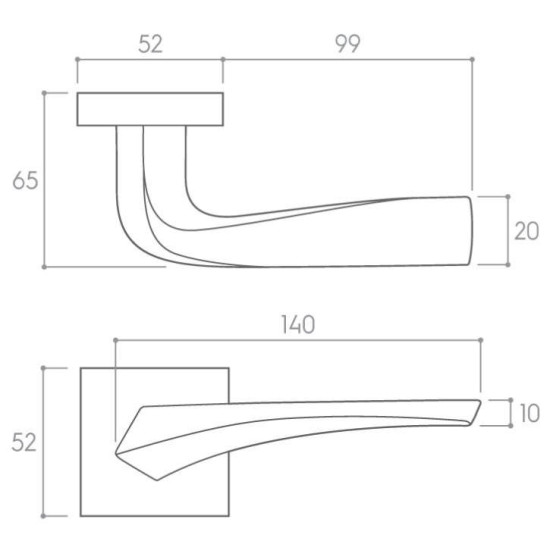 Manere usi Flow Q crom satin cu rozeta cheie