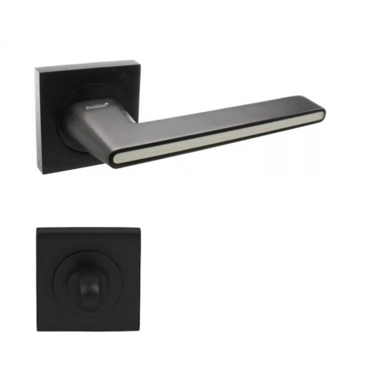 Manere usi Onyx negru cu alb rozeta wc