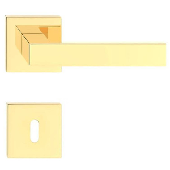 Manere usi QUBIK auriu lucios cu rozeta cheie