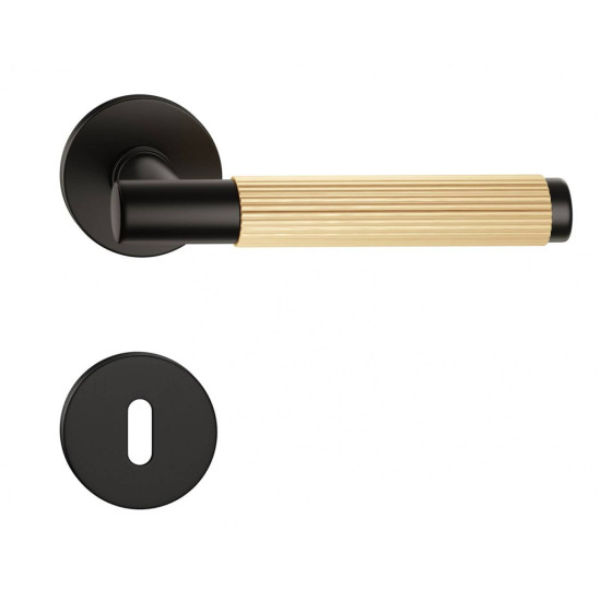 Manere usi TIME LINEAR cu rozeta cheie negru - auriu satin