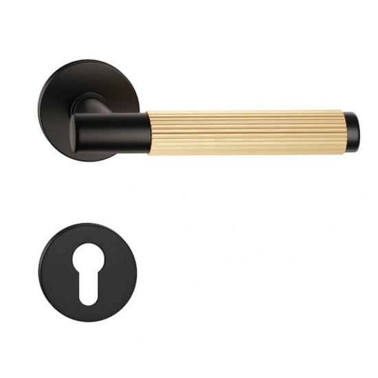 Manere usi TIME LINEAR cu rozeta yala negru - auriu satin