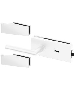 Set complet usi sticla alb mat cu balamale orizontale cheie