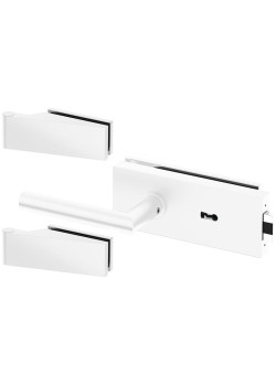 Set complet usi sticla alb mat cu balamale orizontale cheie