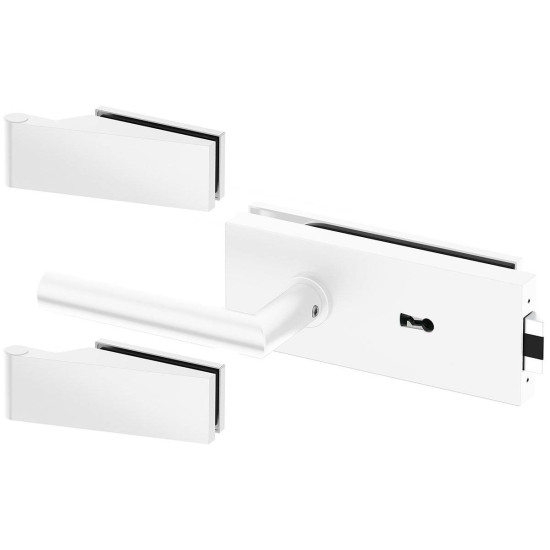 Set complet usi sticla alb mat cu balamale orizontale cheie