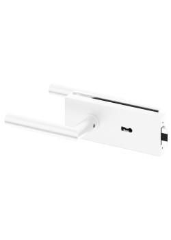 Set complet usi sticla alb mat cu balamale orizontale cheie Set complet usi sticla alb mat cu balamale orizontale cheie